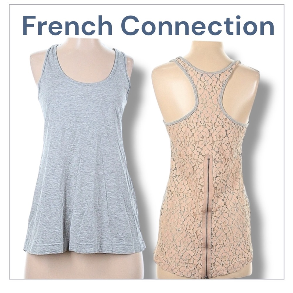 French Connection | Gray Scoop Neck with Lace Back | Size S